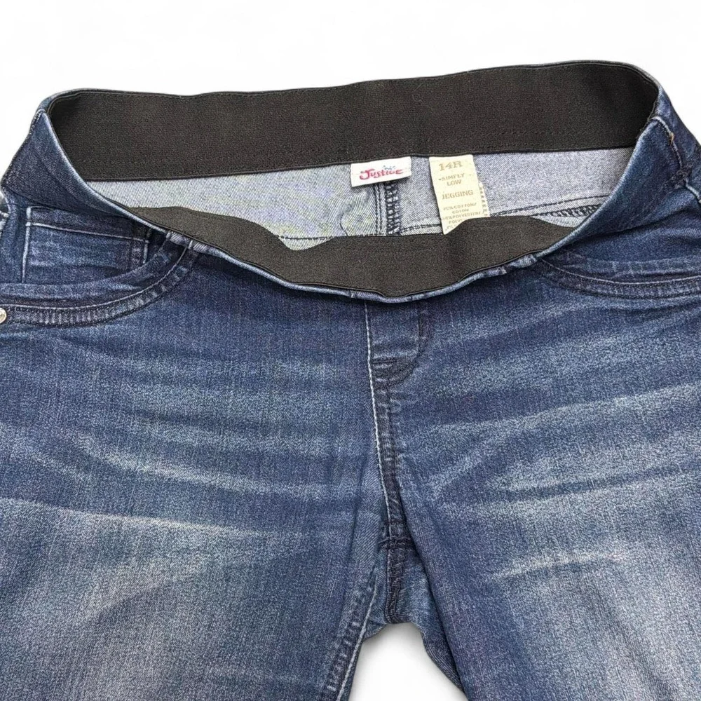 Justice juniors dark wash distressed 